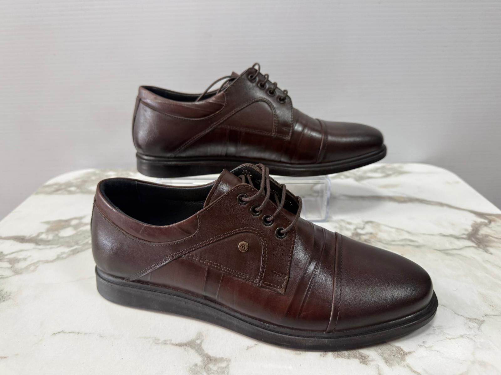 Erkek Kışlık Kundura Hakiki Deri  Kauççuk ve Kaymaz Taban Bağcıklı Kahve Rengi